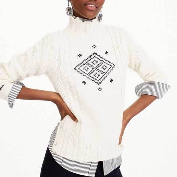 The reeds j crew ivory turtleneck side buttons - Picture 1 of 6